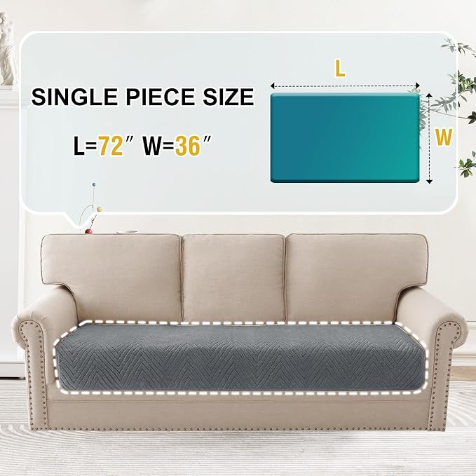Turquoize Waterproof Couch Cover for Dogs Fuzzy Pet Couch Covers for Sofa Thick Dog Bed Cover Non-Slip Sofa Covers for 3 Cushion Couch Protector Slipcover Pet Friendly (Grey, 36" x 72")