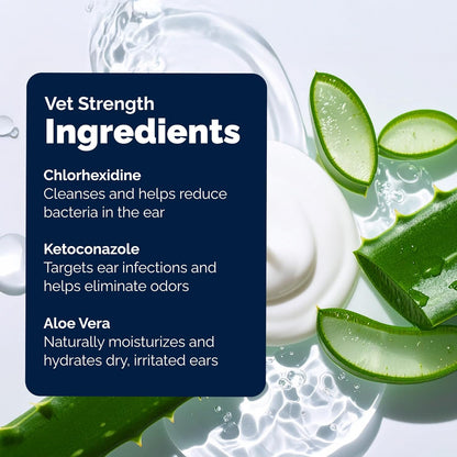 Vetnique Oticbliss Advanced Strength Medicated Dog Ear Infection Treatment, Antiseptic Ear Cleaner for Cat & Dog Ear Cleaning Solution Chlorhexidine & Ketoconazole (6oz Flush)