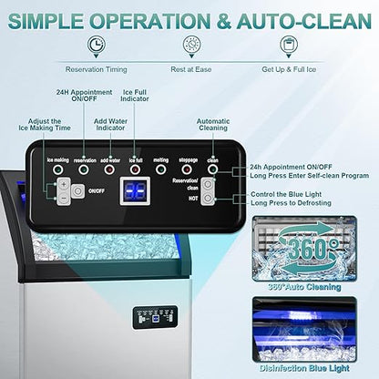 Commercial Ice Maker Machine 250 Lbs/24H, 35 Lbs Ice Bin, Undercounter Ice