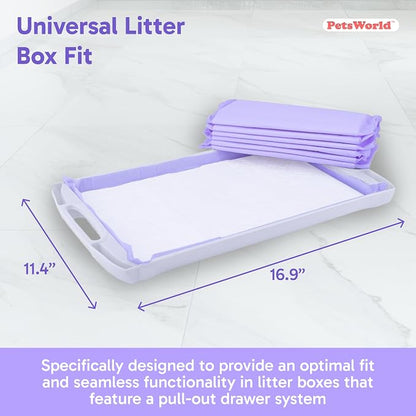 PetsWorld Universal Fit Cat Pad Refills for Litter Box, Unscented, Odor Control, Pack of 1200