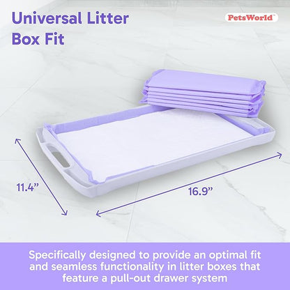 PetsWorld Universal Fit Cat Pad Refills for Litter Box, Unscented, Odor Control, Pack of 800