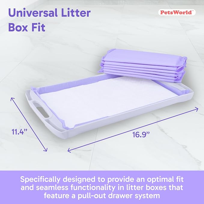 PetsWorld Universal Fit Cat Pad Refills for Litter Box, Unscented, Odor Control, Pack of 200