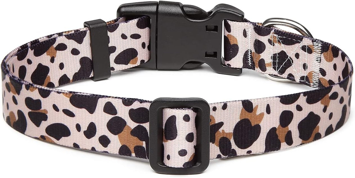 Mercano Adjustable Dog Collar - Special Design Patterns, Soft Nylon Comfortable Durable Pet Collar for Small Medium Large Dogs (L, Leopard)