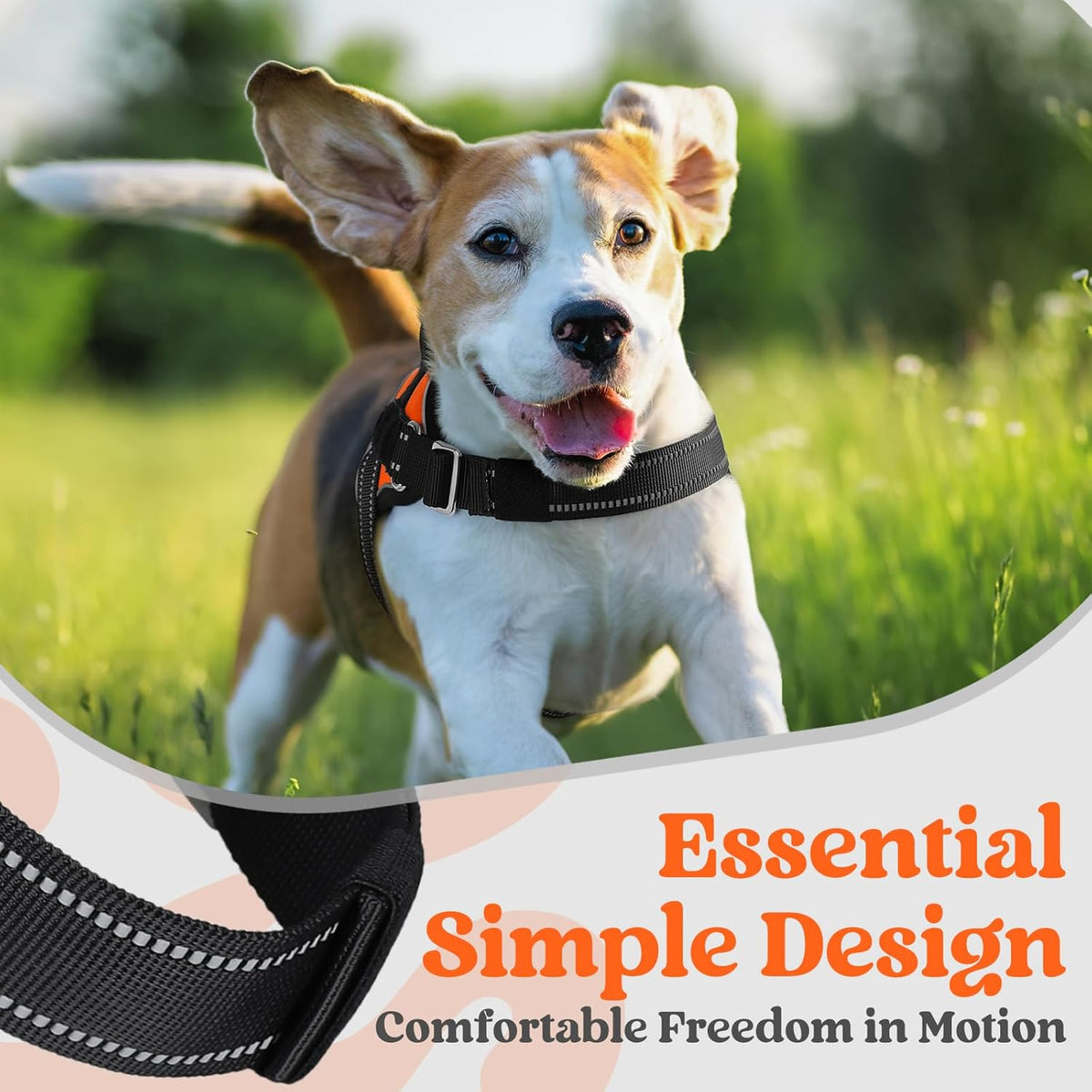 rabbitgoo Dog Harness for Large, Easy On Pet Vest with One Buckle, No Pull Adjustable Service Harness with D-Ring & Handle, Reflective for Safety Walking, Training, Orange, XL