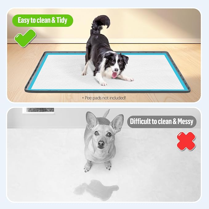 Pee Pad Holder for Dogs 40''x40'' Silicone Puppy Pee Pad Tray, Dark Grey | Extra Large Dog Potty Tray Leak-Proof, High Edge, No Spill Training Pads for Floor Protection, No Pee Pads