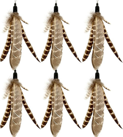 Cat Feather Toys Refills, 6 Pieces Handmade Da Bird Feathers Refill, Cat Wand Replacement Feather for Indoor Cats (C)
