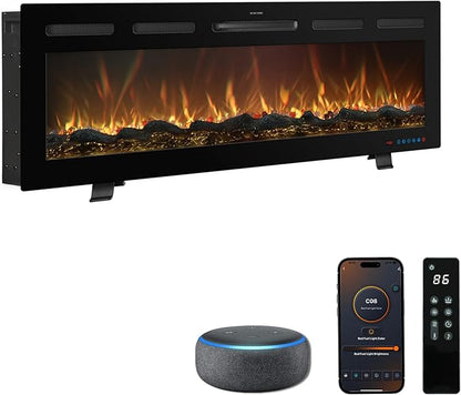 50 Inch WiFi-Enabled Recessed Electric Fireplace Inserts