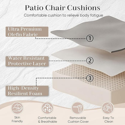 Outdoor Seat Cushion Set-24 x 24 x 6 Inch Outdoor Chair Cushions Set of 2 with Water Resistant & Removable Cover Outdoor Cushions for Patio Furniture Chair Sofa Couch-Grey