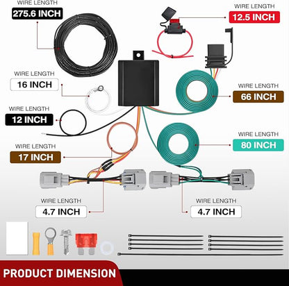 Nilight 4 Pin Trailer Wiring Harness Kit 56334 Simple Fit Tow Hitch | Vehicle Standard 4 Way Connector Custom for 2007 2008 2009 2010 2011 2012 Dodge Nitro Jeep Liberty Accessories