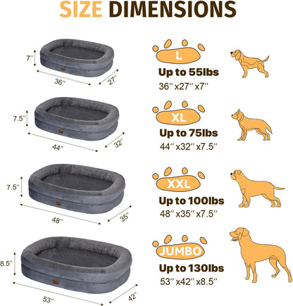 Orthopedic Waterproof Large Dog Bed: Washable Dog Bed with Bolsters - Removable Orthopedic Cover for Medium L XL Large Sized Pet - Non-Slip