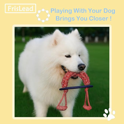 2-in-1 Dog Tug of War Rope and Frisbee, Dog Toy,Tough Rope Toy, Flying Disc, Tug Toy for Outdoor and Indoor Play (Iris Blue)