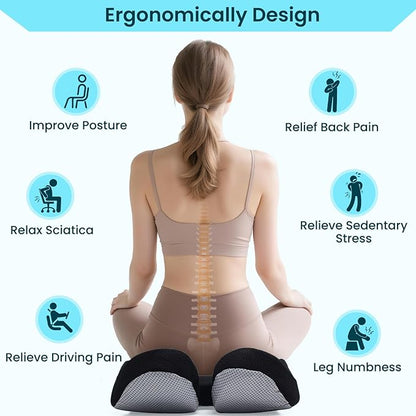CXC Gel Seat Cushion for Long Sitting – Ergonomic Support Cushion for Office Chair, Car Seat & Wheelchair, Breathable Honeycomb Gel, Non-Slip Bottom