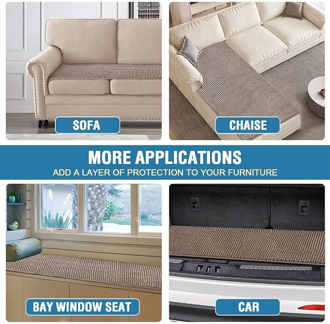H.VERSAILTEX Plush Chenille Couch Cover for 3 Cushion Couch Anti Slip Washable Sofa Slipcovers Soft and Durable Furniture Protector for Dogs Cats Kids (27.5" x 71", Taupe)