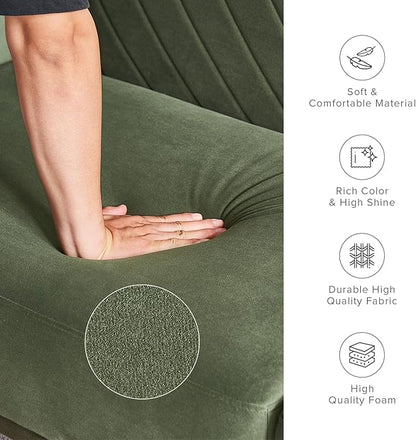mopio 76.4" Futon Sofa Bed, Couch, Loveseat, Sleeper Sofa, Mid Century Modern Futon Couch, Sofa Cama, Couches for Living Room (Olive Green Premium Velvet)