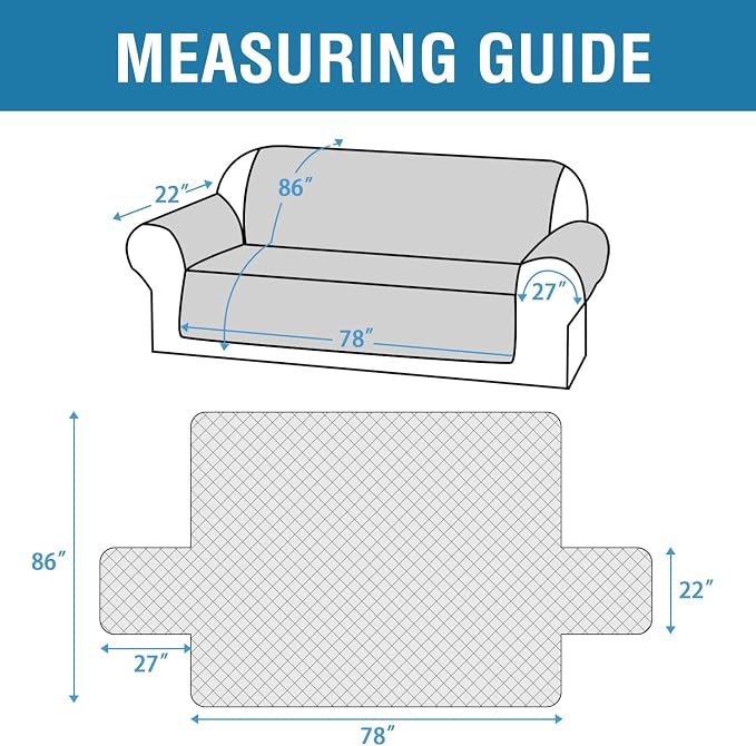 H.VERSAILTEX Sofa Cover, 100% Waterproof Slipcover Furniture Protector, Washable Couch Cover with Non-Skid Backing and Elastic Straps for Kids, Dogs, Pets(Oversized Sofa, French Oak)