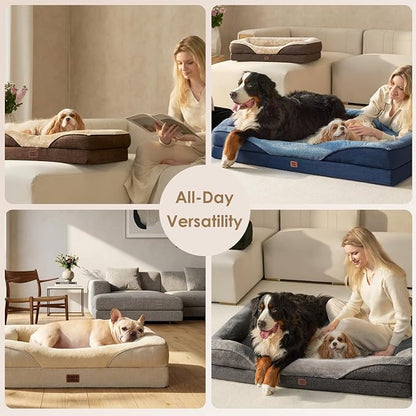 EHEYCIGA Orthopedic Dog Bed for Large Dog, Memory Foam Dog Couch, Dark Green
