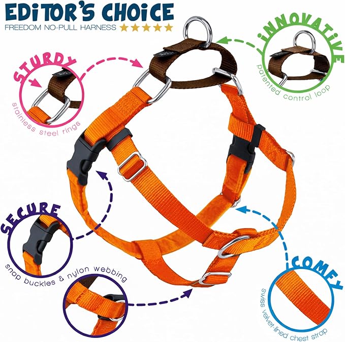 2 Hounds Design Freedom No Pull Dog Harness and Leash, 1" XXL, Rust | Promotes Easy Walking & Comfortable Control, Secure Fit, Adjustable Harness and Leash Set for XXL Sized Dogs, Made in USA