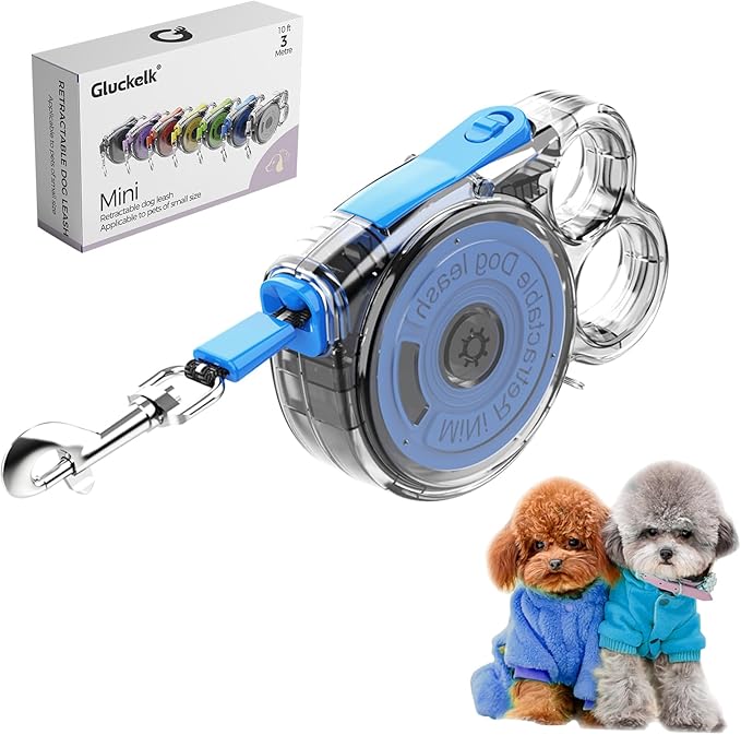 10ft Retractable Dog Leash for Small Dogs, Puppies, and Cats, 360° Tangle-Free, One-Handed Brake, Applicable to Pets of Small Size