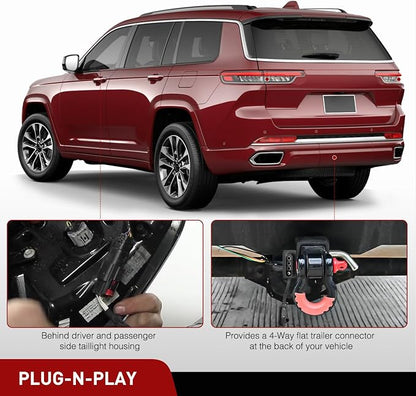 Nilight 4 Pin Trailer Wiring Harness Kit 56406 Simple Fit Tow Hitch | Vehicle Standard 4 Way Connector Custom for 2019 2020 2021 2022 2023 Jeep Cherokee