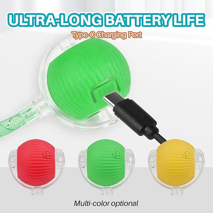 Interactive cat Toy cat Toys for Indoor Cats Agile Moving Cat Ball with Elastic Mesh Tail Automatic Kitten Toys Motion Activated Ball (Green)
