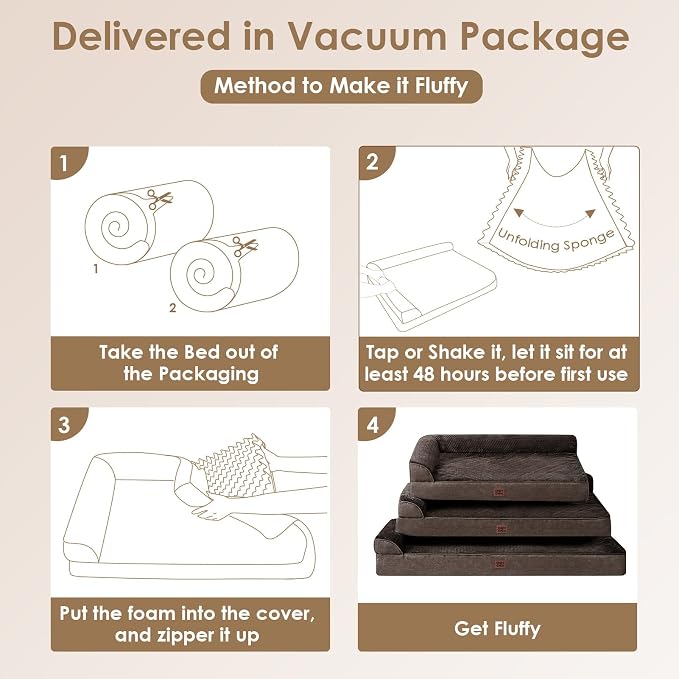 EHEYCIGA Orthopedic Dog Bed Medium Size Dogs, Memory Foam Dog Bed with Washable Removable Cover, Waterproof Pet Sofa Couch for Crate with Nonskid Bottom, 30x20x6,Brown | Small Dog Sofa with Washable Removable Cover, Waterproof Pet Couch for Crate with ...