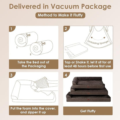 EHEYCIGA Orthopedic Dog Bed Medium Size Dogs, Memory Foam Dog Bed with Washable Removable Cover, Waterproof Pet Sofa Couch for Crate with Nonskid Bottom, 30x20x6,Brown | Small Dog Sofa with Washable Removable Cover, Waterproof Pet Couch for Crate with ...