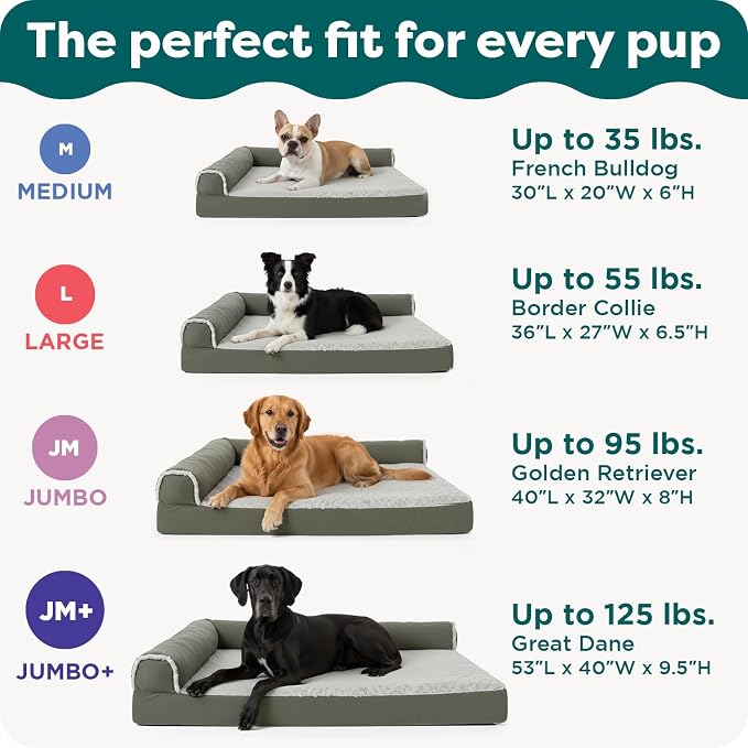 Furhaven Orthopedic Dog Bed for Large Dogs w/ Removable Bolsters & Washable Cover, For Dogs Up to 125 lbs - Plush & Velvet L Shaped Chaise - Deep Sapphire, Jumbo Plus/XXL