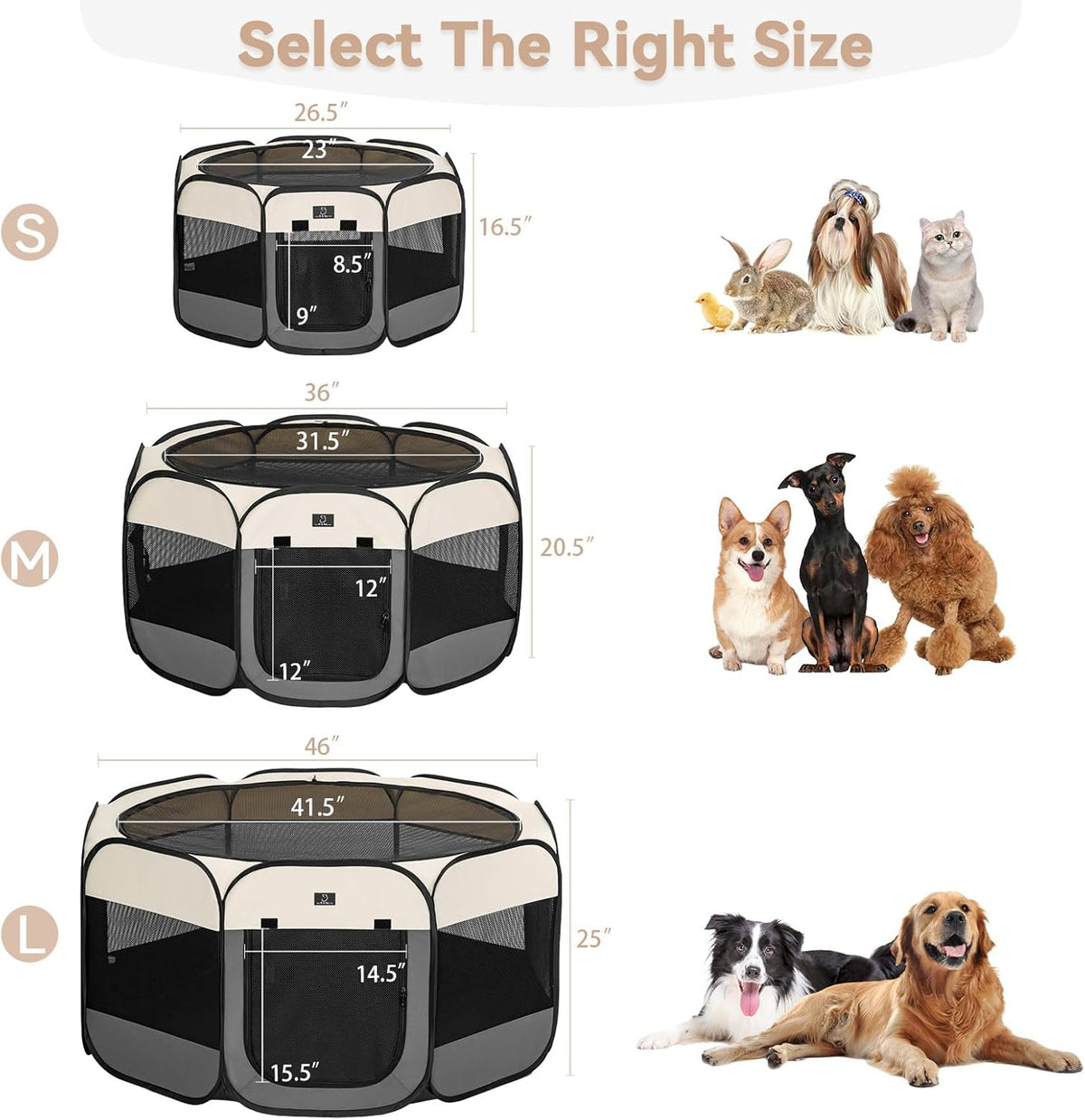 A4Pet Cat Playpen, 39.5” Pop Up Dog Playpen with Bowl, Suitable for Puppies, Kittens, and Small Animals, Removable Zipper & Mesh Panel(16”W × 10”H)