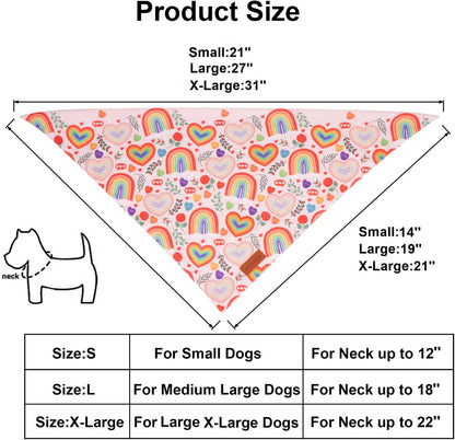 PTDECOR Rainbow Dog Bandanas Pride Day Dog Scarf Reversible Triangle LGBT+ Rainbow Bandanas for Extra Large Dogs Pets (Pride, X-Large)