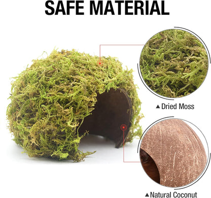 Hamster Hideaway/Hideout,Mossy Cave Hide,Hamster House/Hides,Hamster Cage Accessories for Gguinea Pig/Hedgehogs/Gliders/Rats/Mice and Other Small Animals (Small)