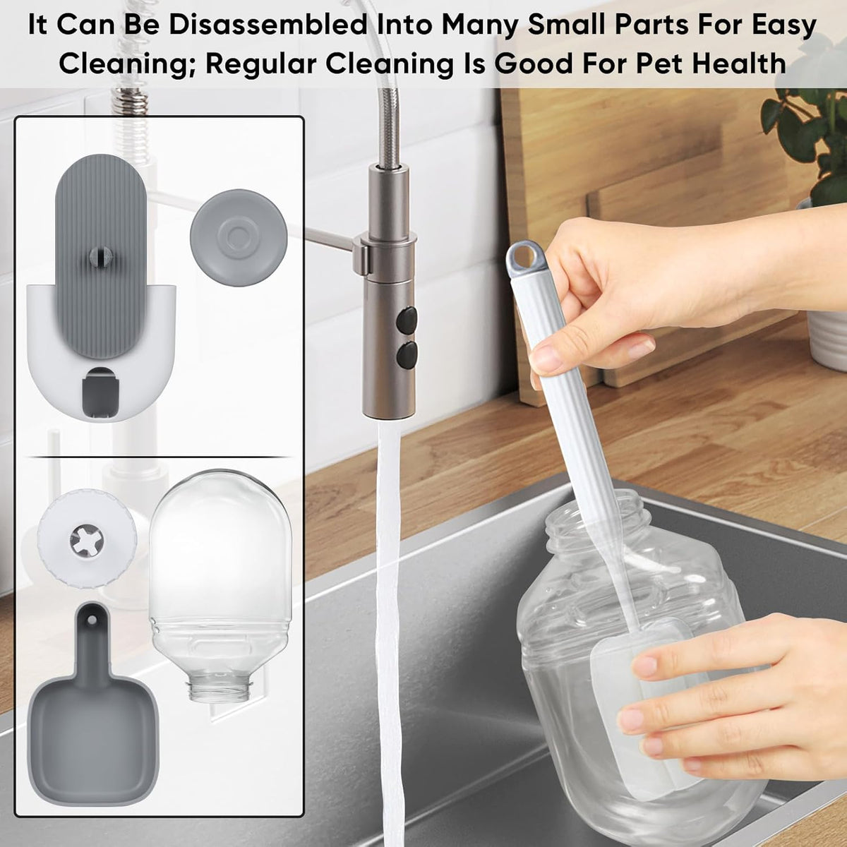 28oz Hanging Automatic Water Dispenser，Rabbit Water Bottle,Bunny Guinea Pig Ferret Water Bowl for Cage,Suitable for Small Animal Puppies(Cage Grid Spacing Over 1.2'') (Gray)