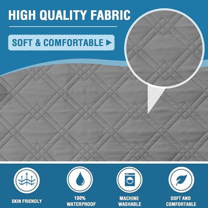H.VERSAILTEX 100% Waterproof Couch Cover 4 Seater Sofa Slipcover Furniture Protector for Pets Kids Children Dog Cat with Non-Skid Backing (Oversized Sofa, Dove Grey)
