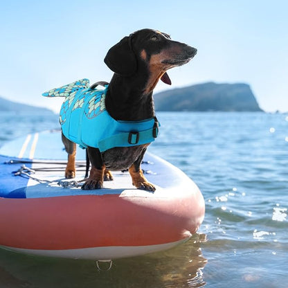Mermaid Dog Life Jacket - Lightweight Dog Swimming Vest, High Buoyant for Small, Medium, Large Dogs (Blue, M)