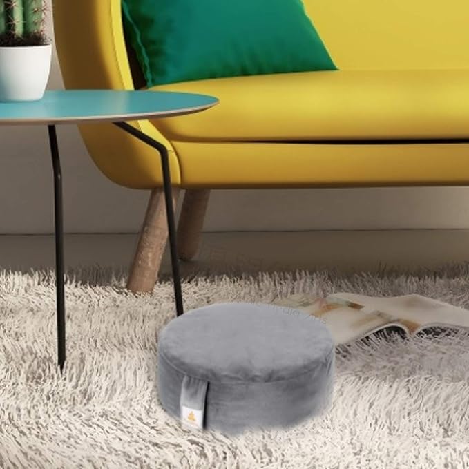 Round Velvet Meditation Pillow D=13"/16" H=5.5" Yoga Bolster Floor Pouf Zafu Buckwheat Meditation Cushion for Sitting on Floor,Removable Organic Cotton Cover Kneeling Pillow