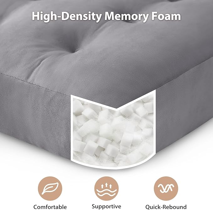 SM-XLHN Meditation Floor Pillow Set of 2, Square Large Pillows Seating for Adults, Meditation Cushion Pillow,Tufted Corduroy Cushion for Tatami Living Room or Yoga, Light Gray, 22x22 Inch