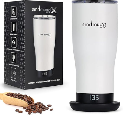 X Heated Coffee Mug 19 oz., 8 Hour Battery Life, Self-Heating, Adjustable Temp