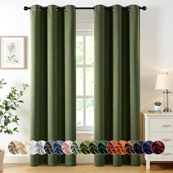 MIULEE Olive Green Blackout Curtains