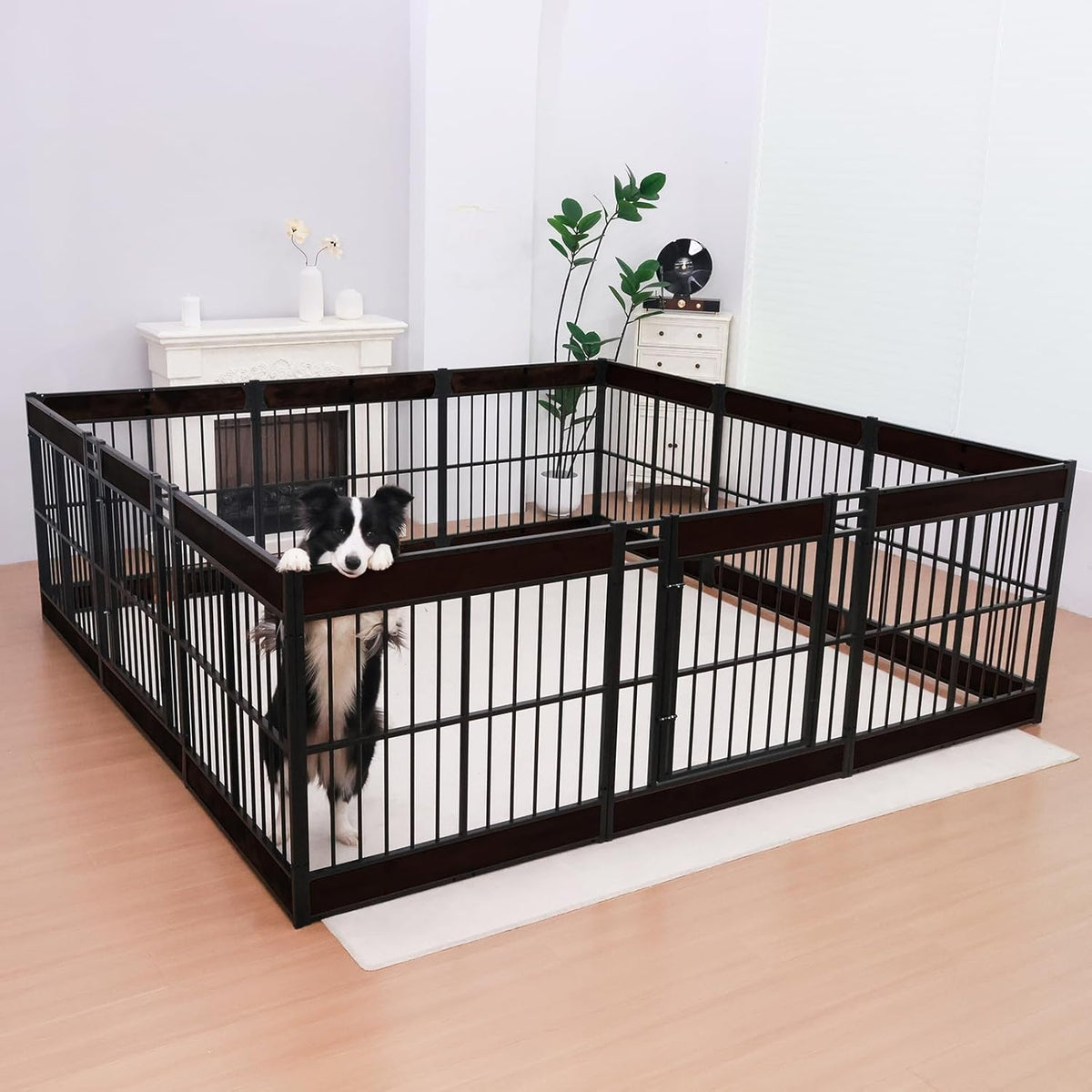 Dog Playpen, 35.4" Height Dog Pen Indoor, Heavy Duty, Safe and Sturdy, Furniture Style Puppy Pen (12 Panels (35.4" High), Black)