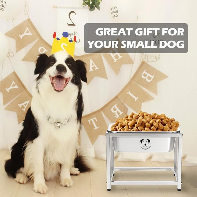 1.25 Gallon Elevated Large Dog Water Bowl, 10.23" Raised Stainless Steel Bowl for Medium Large Breed, Elevated Dog Water Bowl with Full Metal Stand, Easy to Clean and Assemble for Indoor Outdoor