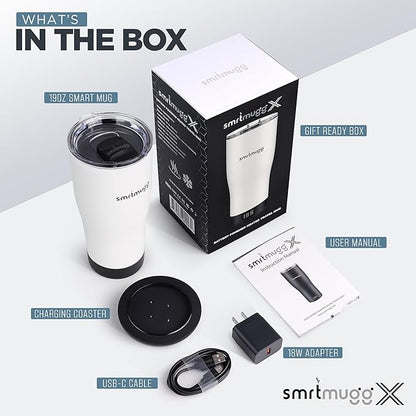 X Heated Coffee Mug 19 oz., 8 Hour Battery Life, Self-Heating, Adjustable Temp