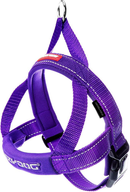 EzyDog Quick Fit Dog Harness, Soft Neoprene Padding - X-Small, Purple | Fast One-Click Buckle, Adjustable Fit, Strong Reinforced Materials, Reflective Stitching, No Pull Dog Harness, Easy Walking