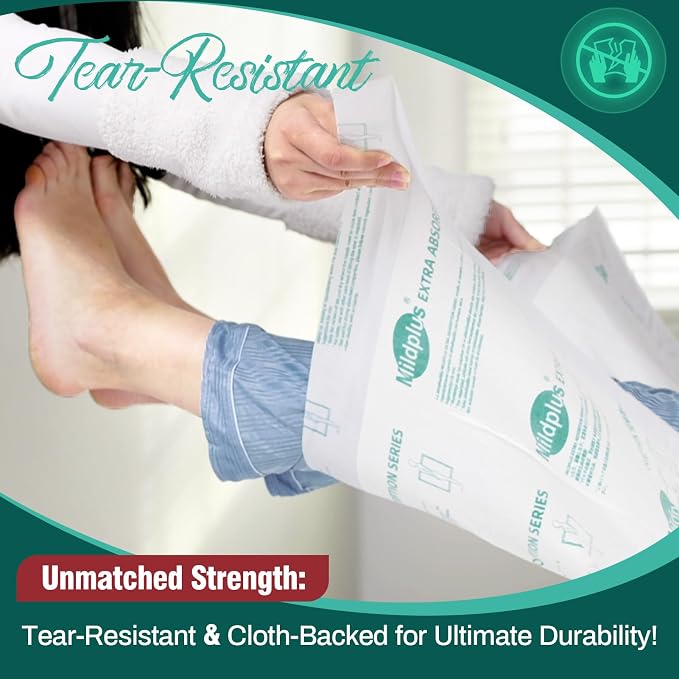 MILDPLUS Heavy Duty Underpads 30x36 Inch, 75 Count, Ultra 10 Times More Absorbent & Tear-Resistant Disposable Bed Pads with Cloth Backing for Incontinence, Adults & Elderly Care
