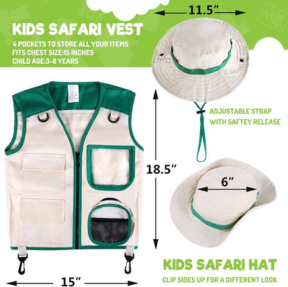 GINMIC Kids Explorer Kit & Bug Catching Kit, 16 Pcs Outdoor Exploration Safari Kit for Kids Camping with Binoculars, Adventure, Hunting, Hiking, Educational Toy Gift for 3-12 Years Old Boys Girls