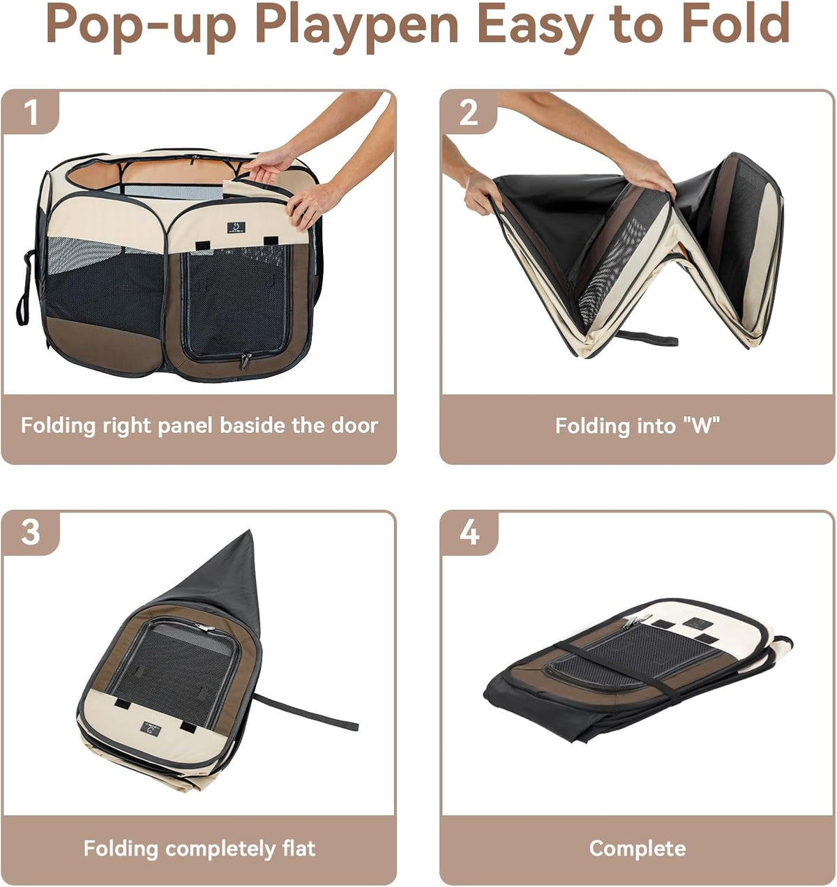 A 4 Pet PortablePet Playpen for Small Dogs, 27" Foldable Small Playpens for Puppy/Cat/Rabbit/Chick, Indoor Cat Playpen with Removable Zipper & Mesh Panel(11”W × 7.5”H)