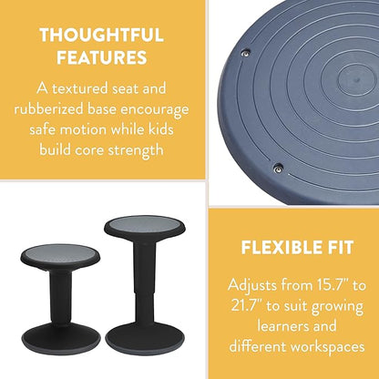 Back2School Express Adjustable Wobble Stool, Flexible Seating, Black