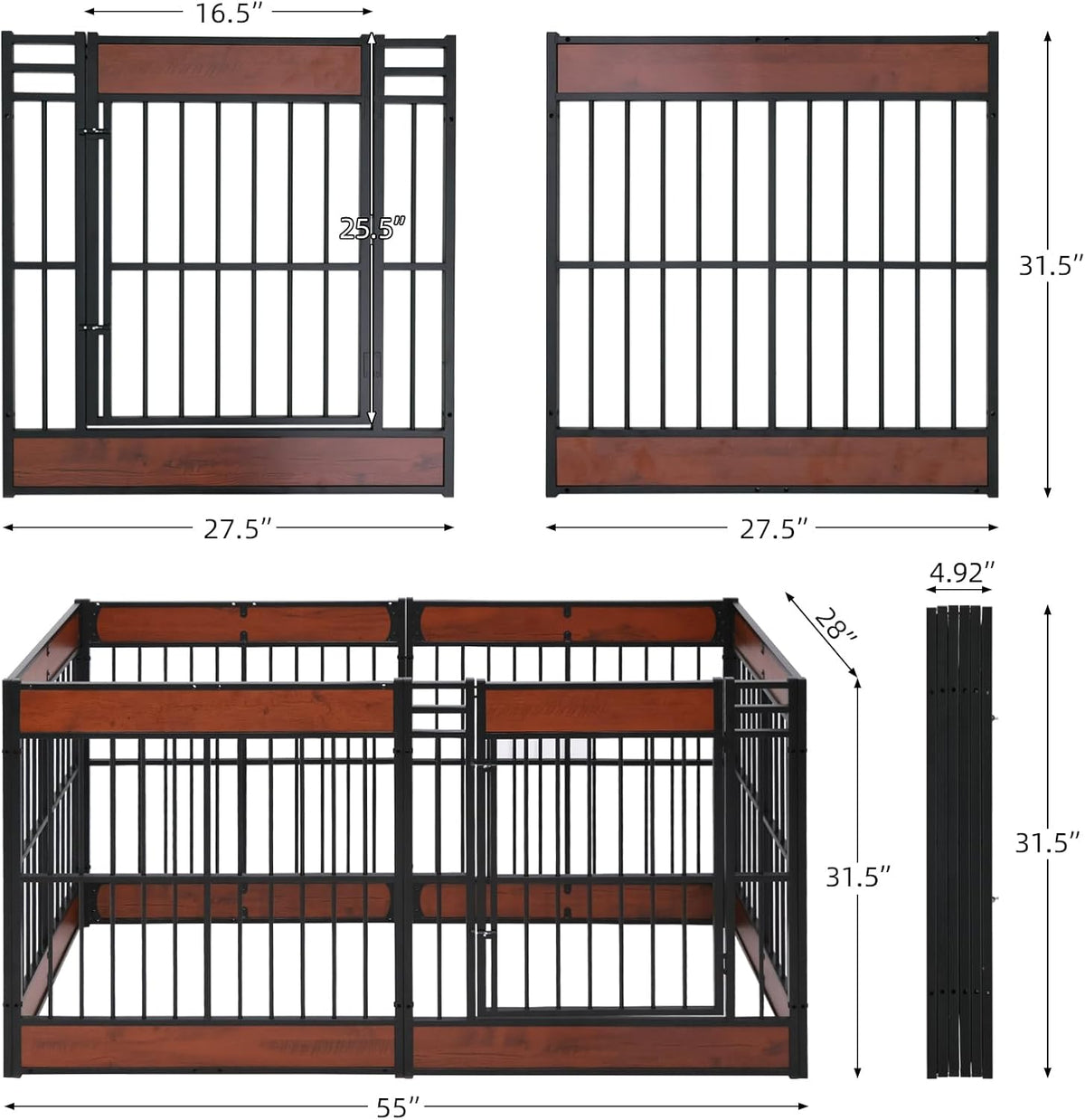 Dog Playpen, 31.5" Height Dog Pen Indoor, Heavy Duty, Safe and Sturdy, Furniture Style Puppy Pen (12 Panels (31.5" High), Rustic Brown)