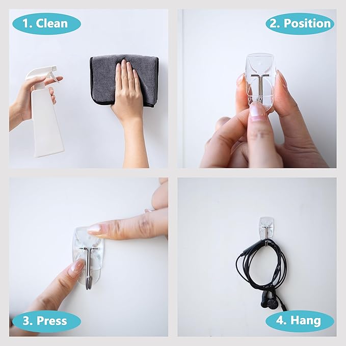 60 Small Hooks+80 Removable Strips, Damage-Free Utility Hooks, Heavy Duty