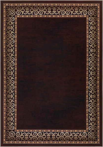 Antep Rugs Alfombras Bordered Modern 5x7 Non-Slip (Non-Skid) Low Pile Rubber Backing Indoor Area Rug (Brown, 5' x 7')