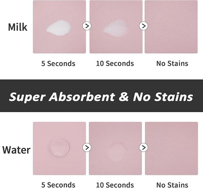 HotLive Dog Food Mat - Absorbent Cat Mat for Food and Water, No Stains Pet Feeding Bowl Mat, Easy to Clean Pet Placemats, Quick Dry Dog Water Dispenser Mat for Messy Drinkers | Paw Pink 12"x 19"