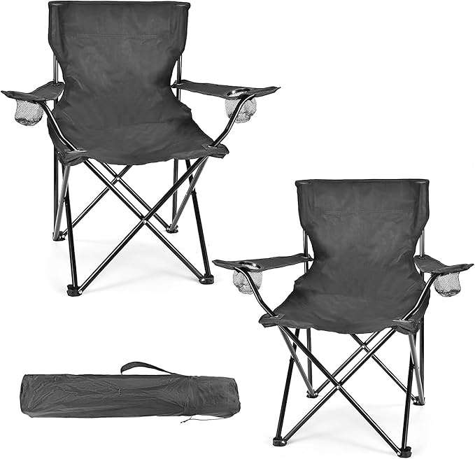 WEIDIORME 2 Pack Camping Chairs for Adults & Teens, 250LBS Capacity Foldable Portable Lightweight Chairs with Carry Bag, Compact Design for Camping, Beach, Picnics, and Outdoor Events